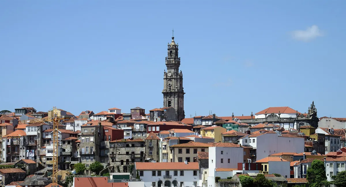 Torre dos Clérigos rising above Porto's rooftops